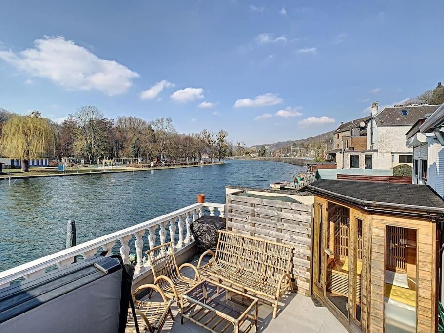 Vue Sur Meuse Avec Jacuzzi Et Sauna Exterieur. Yvoir Ngoại thất bức ảnh